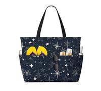 Glow in The Dark Print Large Waterproof Beach Tote Bag for Women with Zip and Pockets Foldable Handbag for Travel Pool Shopping Holiday Gym