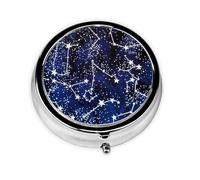Glow in The Dark Print Pill Box Purse Small Round Pill Case Decorative Box Metal Medicine Vitamin Pill Organizer for Pocket Or Purse