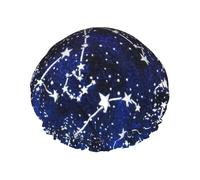 Glow In The Dark Print Premium Double Layer Shower Cap For Women With Reusable Shower Cap For Hair - Waterproof Plastic Cap - Shower Caps For Long, Short And Curly Hairs