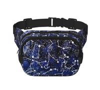 Glow In The Dark Print Unisex Square Double Layer Waist Bag Crossbody Fanny Pack Travel Workout Accessory, Black, One Size