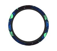 Glow in The Dark Printed Universal Neoprene Steering Wheel Cover Anti-Slip Auto Steering Wheel Wrap Steering Wheel Elastic Protection 15 Inch for Women Man