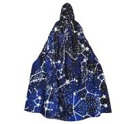 Glow In The Dark Printing 57.8 Inches Length Adult Vampire Hooded Cloak,Hooded Cloak For Halloween Role Playing With Tie
