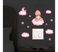 Glow in the Dark Rabbit Wall Decal for Nighttime Room Ambiance, Removable PVC Sticker Suitable for Plastic Glass Metal and Wooden Surfaces