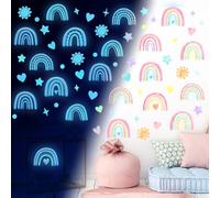 Glow in The Dark Rainbow Wall Stickers Boho Wall Art Stickers Girls Wall Stickers Glow in The Dark for Kids Girls Boys Bedroom Living Room Wall Decor
