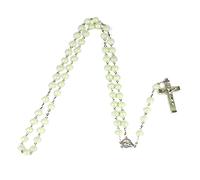 Glow in the Dark Rosary Necklace Jesus Christ Cross Pendant Luminous Chai
