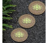 Glow in The Dark Round Stepping Stone Set, Outdoor balcony stepping stones with luminous effect, Garden ground decorative stone, stepping stones, for Home and Patio Decoration(3pcs)