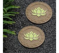 Glow in The Dark Round Stepping Stone Set, Outdoor balcony stepping stones with luminous effect, Garden ground decorative stone, stepping stones, for Home and Patio Decoration(2pcs)