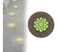 Glow in The Dark Round Stepping Stone Set, Outdoor Luminous Lotus Stepping Stone Path Pavers, Decorative Stone with Lotus Pattern for Walkways, Lawn, Patio, Path(A,1pcs)
