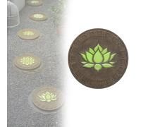 Glow in The Dark Round Stepping Stone Set, Outdoor Luminous Lotus Stepping Stone Path Pavers, Decorative Stone with Lotus Pattern for Walkways, Lawn, Patio, Path(B,1pcs)