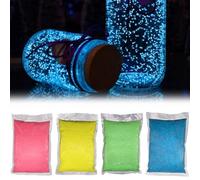 Glow in the Dark Sand, 4 Bags 10g/Bag Reusable Luminous Sand Aquarium Sand DIY Glow in the Dark Rocks Wishing Bottle Decorative Gravel for Home and Fairy Garden Decoration, Glow in the Dark Sand