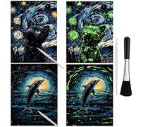 Glow in The Dark Scratch Art Rainbow Painting, Night Glowing Engraving Arts Scratchable Painting Crafts Kits, Luminous Scratchboard for Adults, Womens Hobbies Easter Birthday Gift