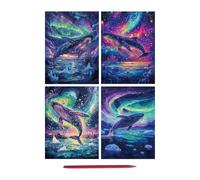 Glow in the Dark Scratch Kits, 4X Rainbow Painting Paper with Pen, Fun Cards, Creative Craft Activity for Drawing, Coloring, Art Projects