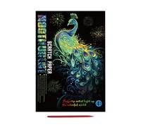Glow in The Dark Scratch Kits - Rainbow Art Paper for Creativity | 4 Pack Cards with Wooden, Colourful Craft Activity for Kids, Teens, Adults, School Projects, Party Games and Family Fun