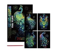 Glow in The Dark Scratch Kits, Rainbow Painting Paper, Creative Craft Toy, Fun Sketch Card, Glow Scratch Arts Kit, Scratch Paper with Pen for Kids Teens Adult (Whale, Butterfly, Marine Life, Bird)