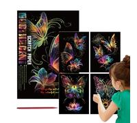 Glow in The Dark Scratch Kits, Rainbow Painting Paper, Creative Craft Toy, Fun Sketch Card, Glow Scratch Arts Kit, Scratch Paper with Pen for Kids Teens Adult (Whale, Butterfly, Marine Life, Bird)