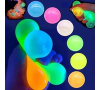 Glow in the Dark Sensory Balls, Lumi Balls,Dream Balls,Upgraded Glowing Sticky Balls Stick to The Ceiling, Stress Relief Squishy Ball Toys for Adults & Kids, Asmr Cool Stuff & Party Favors (8Pcs)