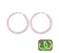 Glow in the Dark Sequins Hoop Earrings Bohemian Glitter Circle Dangle Earrings Statement Jewelry for Women, M, Brass, No Gemstone
