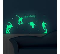 Glow in The Dark Skateboarding Stickers for Kids Bedroom, Cool Skateboard Stickers for Girls Boys Room, PET Waterproof Skate Stickers for Kids Bedroom Decorations