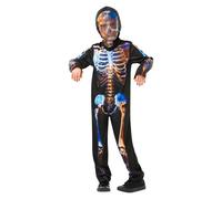 Glow in the Dark Skeleton Boys Fancy Dress Spooky Halloween Skull Kids Costume
