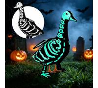 Glow-in-the-Dark Skeleton Costume, Halloween Outfit for 23 Inch Porch Goose | Glow-in-the-dark skeleton pattern, spooky Halloween design for night-time front-porch yard decor