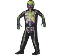Glow in the Dark Skeleton Boys Girls Fancy Dress Halloween Bones Childs Costume