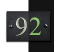 Glow in the Dark Slate House Number (2 Digits, Numbers 50-99), Powered by Natural Light