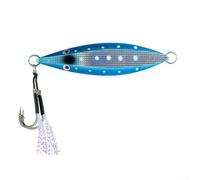 Glow In The Dark Slow Jigging Lure 80g Long Cast Iron Plate Sinking Bait With Hooks For Saltwater Predatory Fish Angling Purple(60g D)