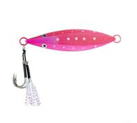 Glow In The Dark Slow Jigging Lure 80g Long Cast Iron Plate Sinking Bait With Hooks For Saltwater Predatory Fish Angling Purple(80g B)