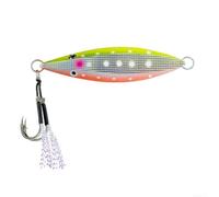 Glow-in-the-Dark Slow Pitch Jig Lure, 60g or 80g, Iron Plate Crankbait, Slow Sinking Action with 3D Realistic Eyes, for Night & Deep Water Fishing(80g E)