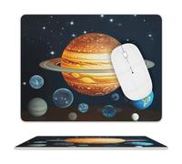 Glow in The Dark Solar Star Mouse Pad Ultra Thin, Leather Mousepad with Waterproof Smooth Surface, Anti Slip Mouse Pad for Gaming, Office & Home 11.8"x9.8"