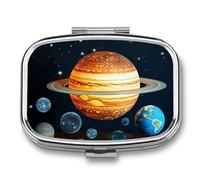 Glow in The Dark Solar Star Pill Box for Pocket Square Pill Box 2 Compartment Decorative Portable Travel Pill Holder Tablet Vitamin Organizer Mini Pill Case