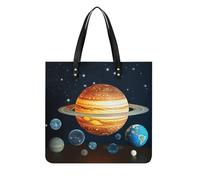 Glow in The Dark Solar Star Tote Bag for Women, Extra Large PU Leather Handbag, Soft Shoulder Bag for Work & Beach