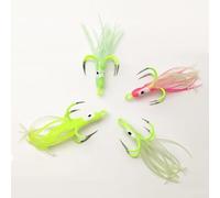 Glow in the Dark Squid Form Bait with 4 Prong Hooks and Soft Silicone Flexibility for Effective Nighttime For Sea Angling (16# White)