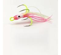 Glow in the Dark Squid Form Bait with 4 Prong Hooks and Soft Silicone Flexibility for Effective Nighttime For Sea Angling (18# Pink)