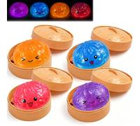 Glow in the Dark Squishy Bao Dumpling Toy, Slow Rising Steamed Dumpling Fidget Squishy Stress Relief Squeeze Toys with Steamer Box, 4PCS Sensory Toys Party Favors Birthday Gifts for Kids Adults