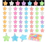 Glow in The Dark Star Beads, EVERMARKET 56 Pcs Nightglow Star Charms Beads for Jewelry Making, Luminous Star Pendant with Box, Star Charms for DIY Bracelets Necklaces Accessories