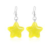 Glow in the Dark Star Earrings Luminous Neon Dangle Earrings Whimsical Candy Color Starry Drop Earrings for Women Costume Accessory Retro 80s Rave Party Music Festival Outfits, M, Resin, No Gemstone