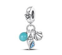 Glow In The Dark Star Fish Shell Mermaid Sea Ocean Lucky Son Mum Witch Charm Bead Pendant 925 Sterling Silver Compatible With Pandora Charm Moments Bracelet (Glow In Dark Conch Shell)