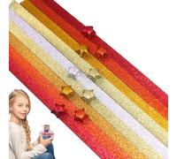 Glow in the Dark Star Paper | 520 Sheets of Bright Gradient Color Glitter Paper, Stars Paper Strips, Creative Folding Paper for Arts, School and Teaching Supplies