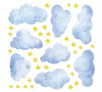 Glow in The Dark Stars and Clouds Wall Stickers, Luminous Ceiling Decals for Girls Boys Nursery, Water-Resistant Starry Sky Wall Decoration for Kids Bedroom, Ceiling and Living Room