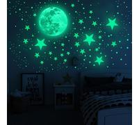 Glow in The Dark Stars and Moon Ceiling Stickers | Wall Decor for Children's Rooms Green Luminous Stickers for Realistic Night Sky Galaxy