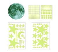 Glow in The Dark Stars and Moon Wall Stickers - 428pcs Star Shapes, Dots & Meteor Trails, 20 cm Crescent, Luminous Adhesive, Ceiling & Wall Decor for Kids Bedroom Nursery
