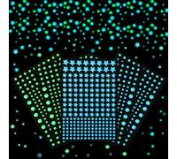 Glow in The Dark Stars for Ceiling, 1019 Pcs Glow in The Dark Stickers Self Adhesive 3D Green and Blue Dots Glowing Wall Decals for Home Bedding Room Ceiling Starry Sky Decor Party Birthday Gift