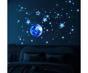 Glow in The Dark Stars for Ceiling, Moon Planet Star Stickers for Wall Decor, Glow in The Dark Star Stickers and Dots Wall Stickers Decor, Boys Room Decor and Nursery Decor, Blue(20CM, 435Pcs)