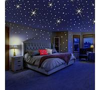 Glow in The Dark Stars for Ceiling or Wall Stickers - Glowing Wall Decals Stickers Room Decor Kit - Galaxy Glow Star Set and Solar System Decal for Kids Bedroom Decoration