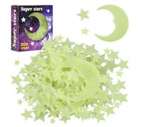 Glow in The Dark Stars for Ceiling,Removable & Reusable 3D Luminous Star Wall Stickers,Florescent Wall Decals,201 PCS Stars & 1 Moon for Ceiling Walls Kids Baby Girl Boy Room Decals Decor Decoration