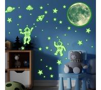 Glow in the Dark Stars Galaxy Wall Stickers - Astronaut, Rocket, Spacecraft, Alien Planet, Solar System, Spaceship Stars Ceiling Decals for Kids Bedroom Living Room