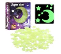 Glow in The Dark Stars & Moon Stickers, 206PCS Kids Bedroom Ceiling Decor, Safe Night Light for Nursery, Living Room & Playroom, Easy to Apply, Creates Magical Glow Effect