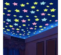Glow in The Dark Stars Sticker,LIUHUIZEYU Colorful Plastic Stars for Celling Decals,Removable Murals Decoration for Kids Boys Girls Room Decor(100 Pcs)