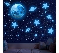 Glow in The Dark Stars Stickers Glow in The Dark Moon for Ceiling Space Wall Stickers Planets Solar System Galaxy Wall Decals for Kids Boys Girls Bedroom Living Room Nursery